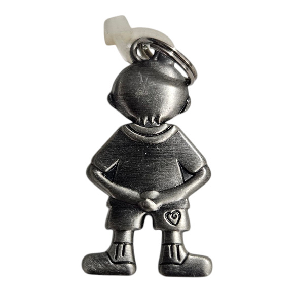 Ganz Pewter Boy Charm Red Shirt Letter F Keychain Pendant NWOT - Picture 2 of 3